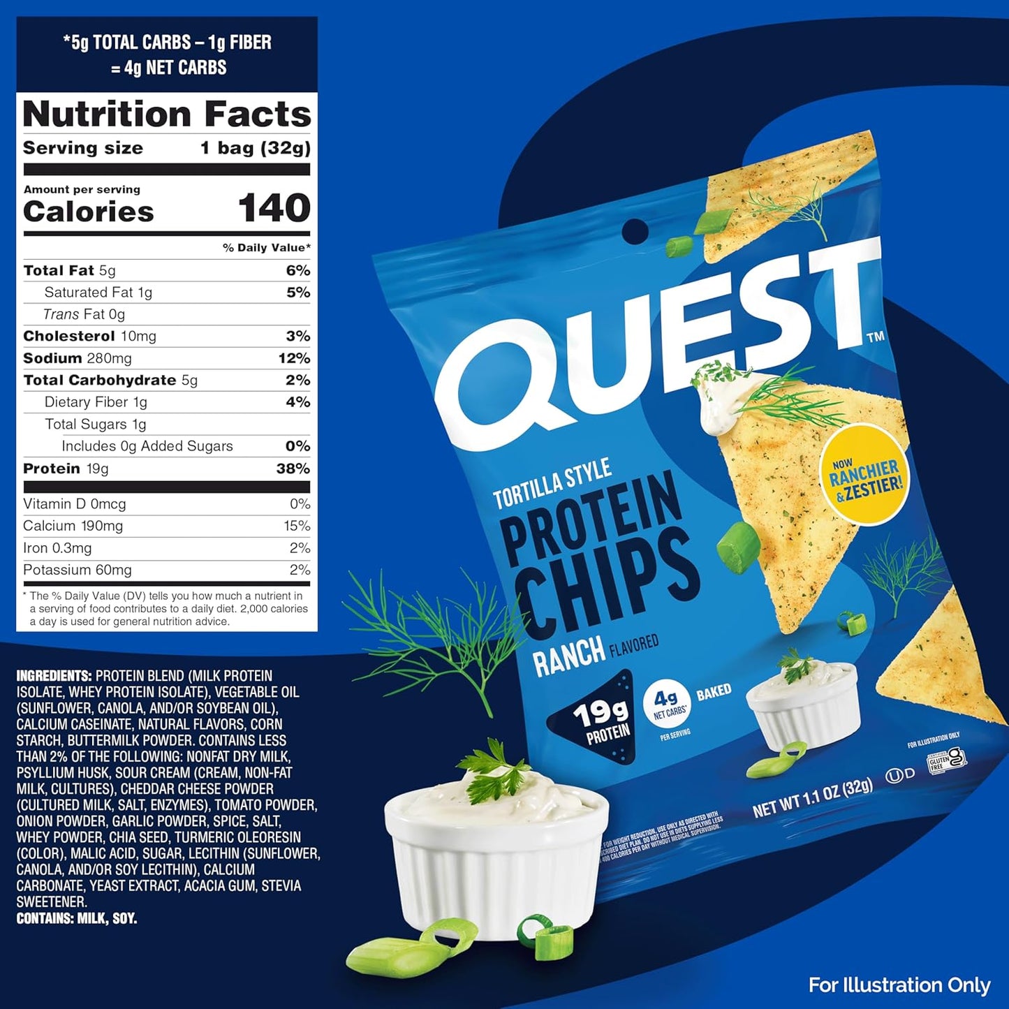 Nutrition Ranch Tortilla Style Protein Chips (Pack of 12)
