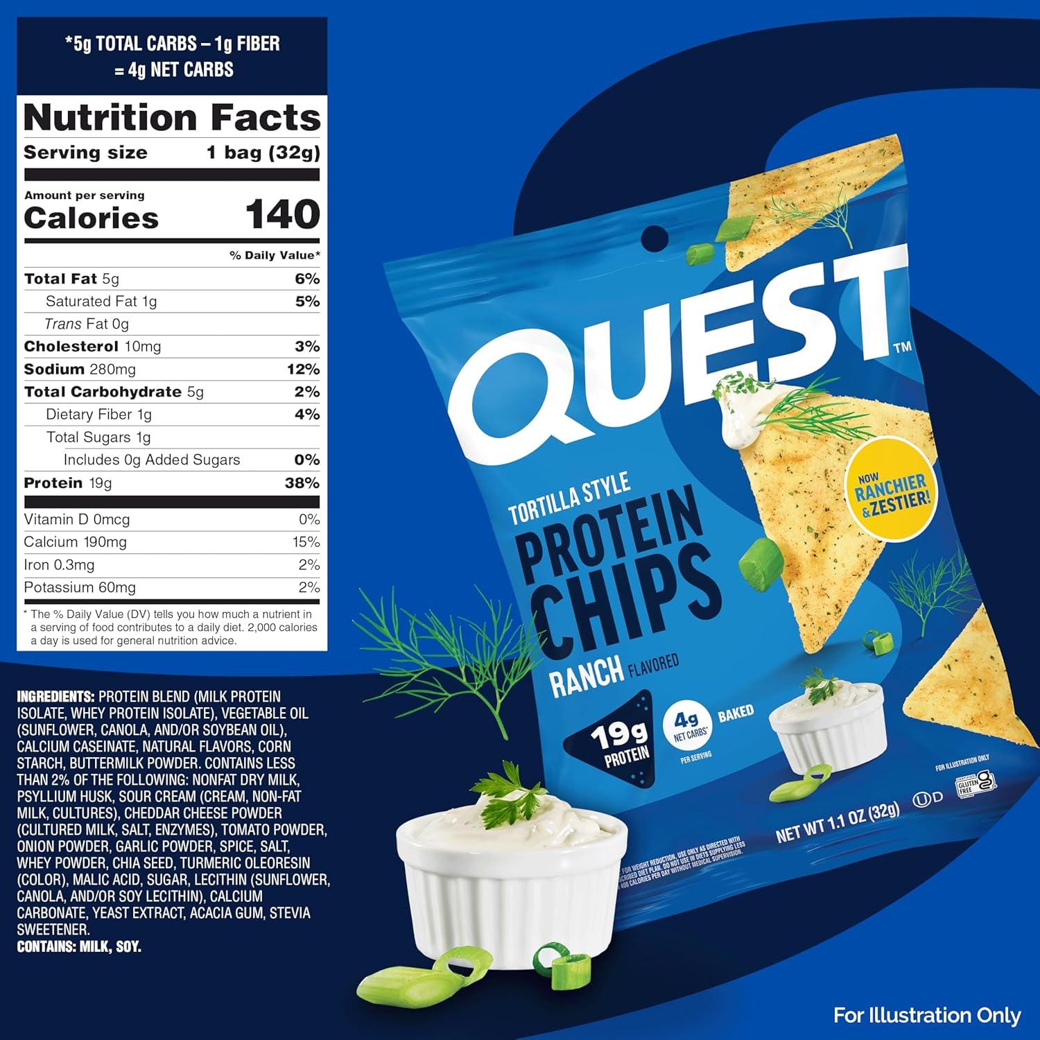 Nutrition Ranch Tortilla Style Protein Chips (Pack of 12)