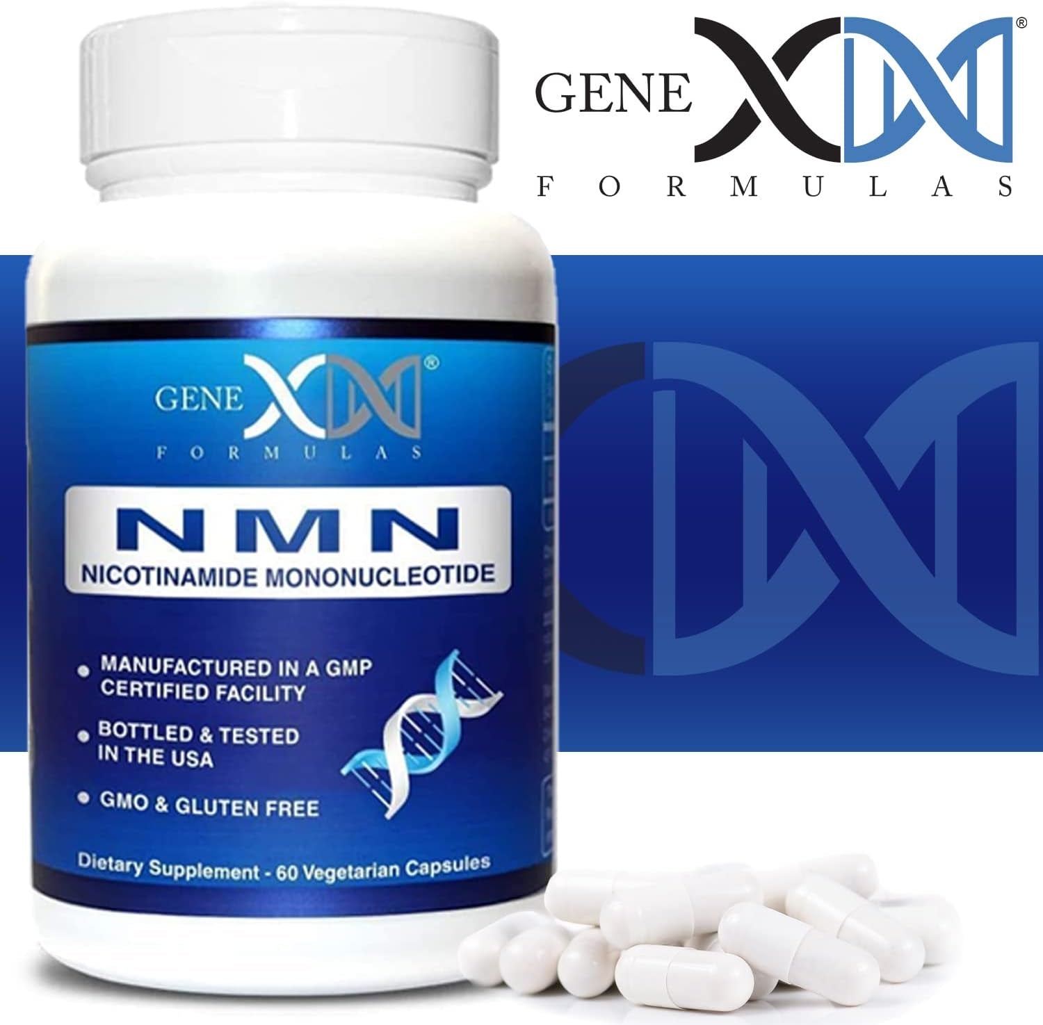 Genex Formulas NMN 250Mg - Stabilized Form (60 Capsules), 99% Pure Supplement Capsules
