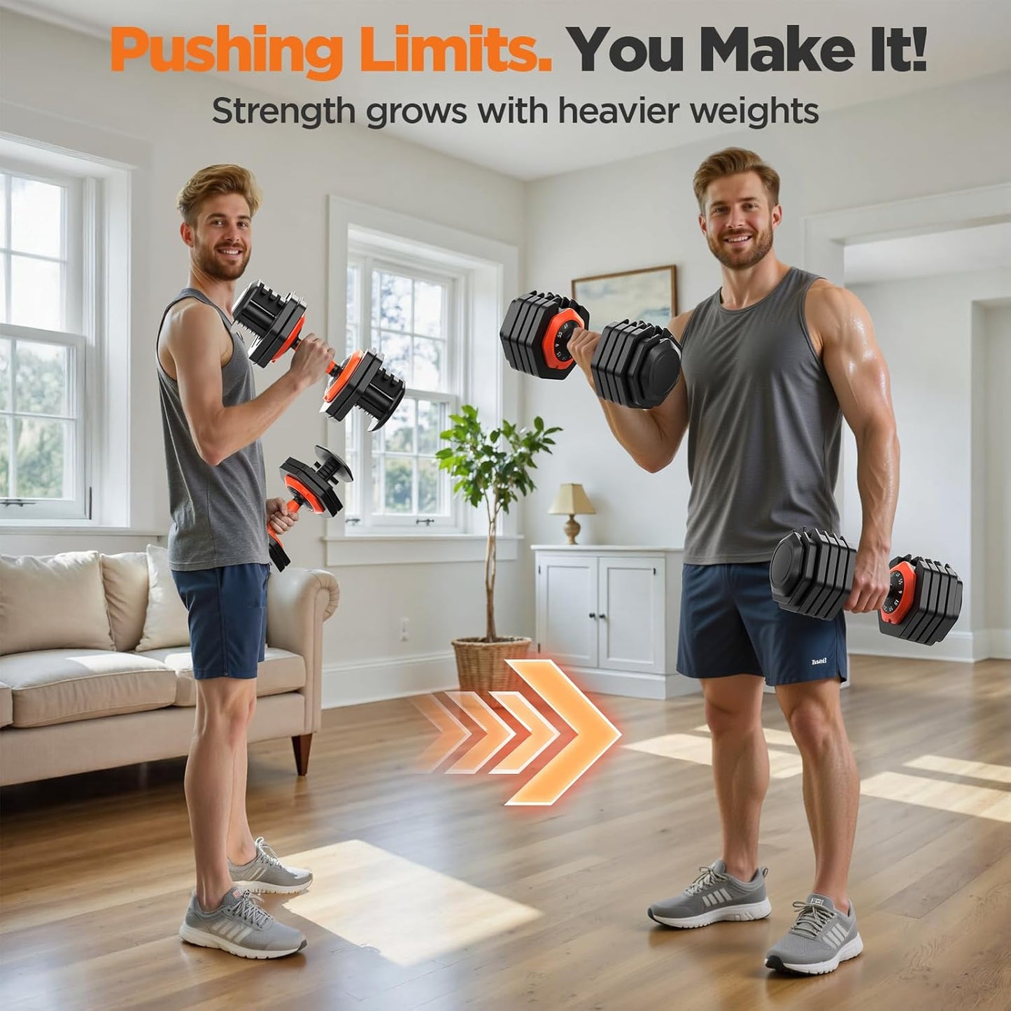 LifeOG Updated Adjustable Dumbbell Set of 2 - 110lbs/55lbs