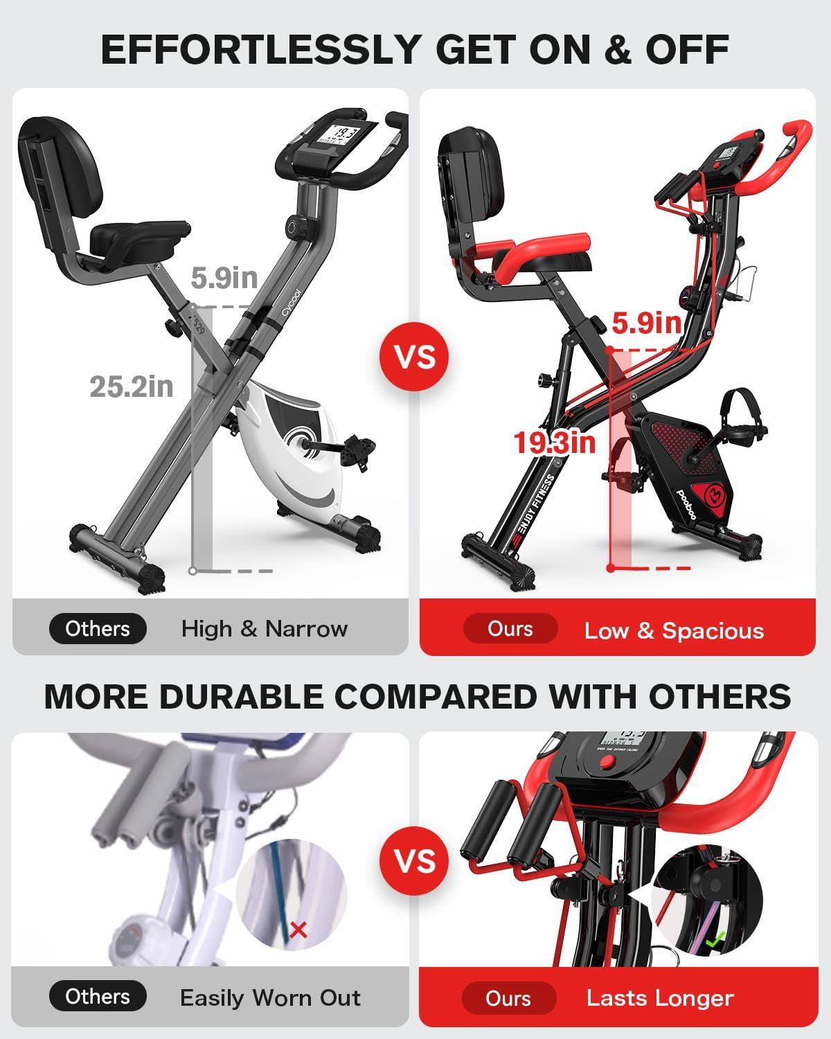 pooboo Folding Exercise Bike