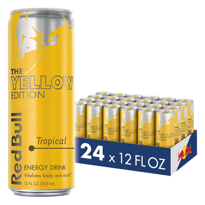 Red Bull Yellow Edition Energy Drink, Tropical, Pack of 24 Cans