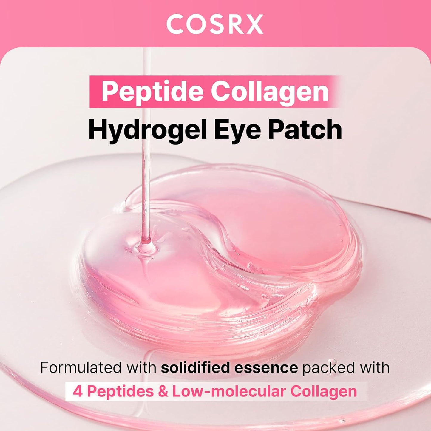 COSRX Pink Peptides Collagen Hydrogel Eye Patch for Puffy Eyes