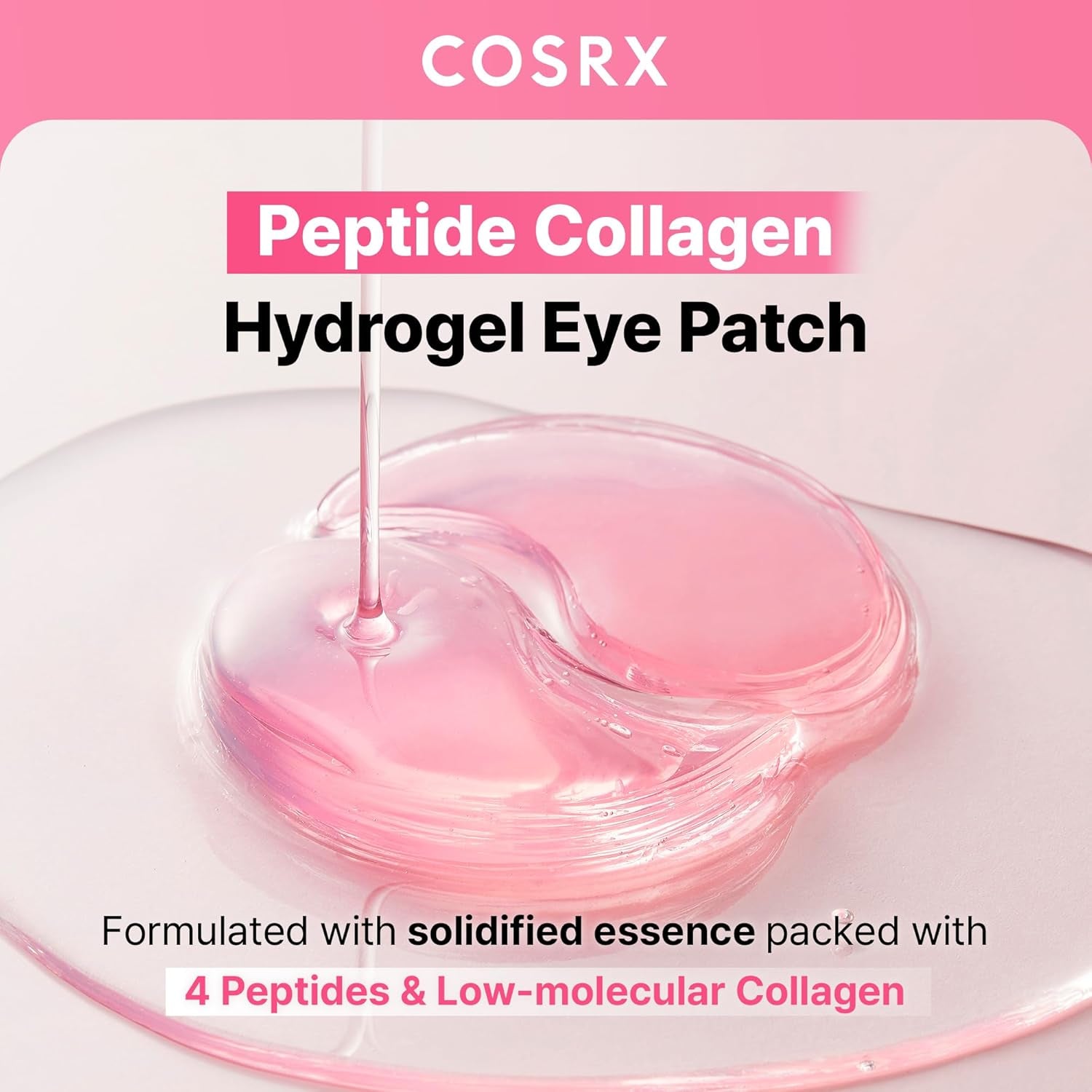 COSRX Pink Peptides Collagen Hydrogel Eye Patch for Puffy Eyes