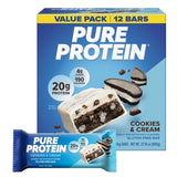 Pure Protein Cookies and Cream Protein Bars – 20G Protein, 3G Sugar, 190 Calories (12 Count)
