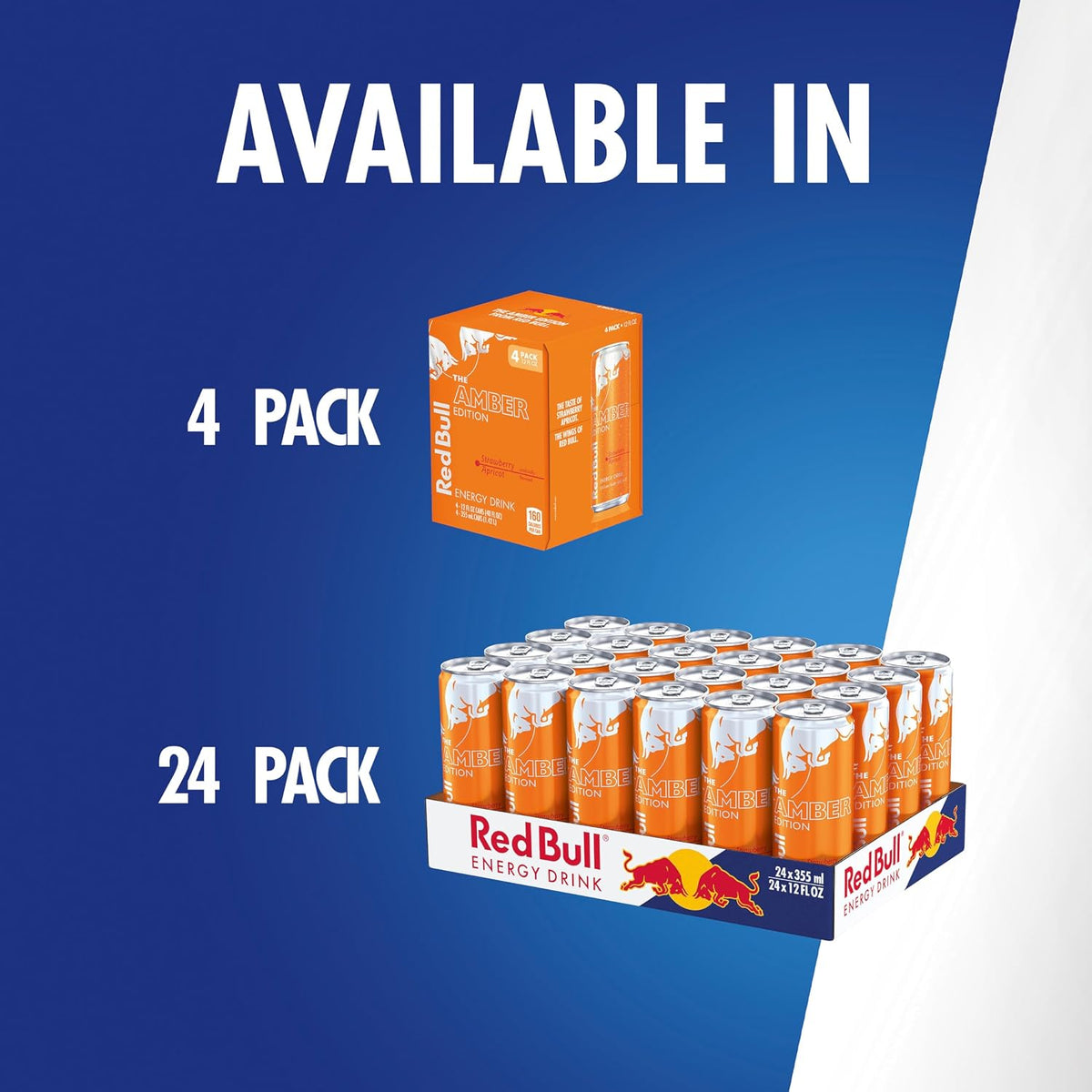 Red Bull Amber Edition Energy Drink, Strawberry Apricot, 12 Fl oz, Pack of 24 Cans