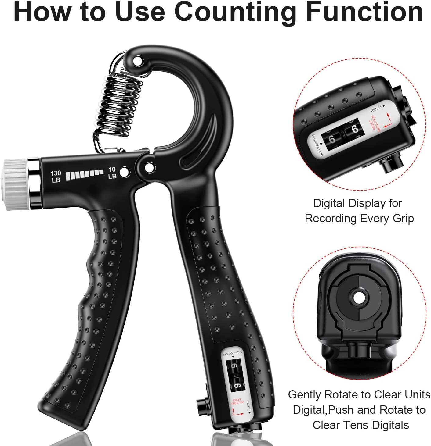 Hand Grip Strengthener 2 Pack Adjustable Resistance 10-130 lbs.