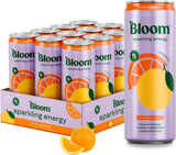 Bloom Nutrition Sparkling Energy Drink - Natural Caffeine, Zero Sugar, 180Mg Caffeine - Orange - 12oz 12 Pack