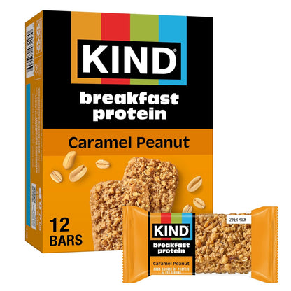 KIND Breakfast Protein Bars, Caramel Peanut, 8G Protein, 6 Count