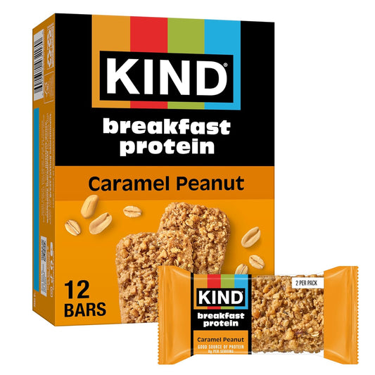 KIND Breakfast Protein Bars, Caramel Peanut, 8G Protein, 6 Count