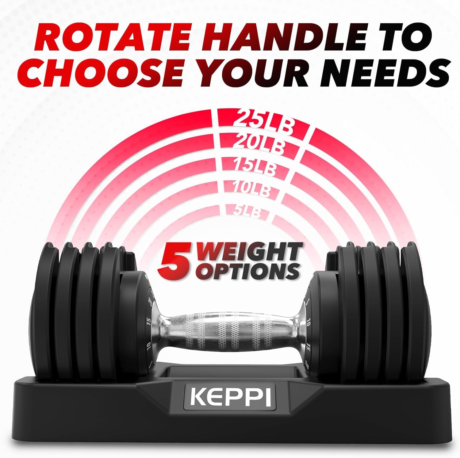 Keppi Adjustable Dumbbells Set - 25lb/50lb