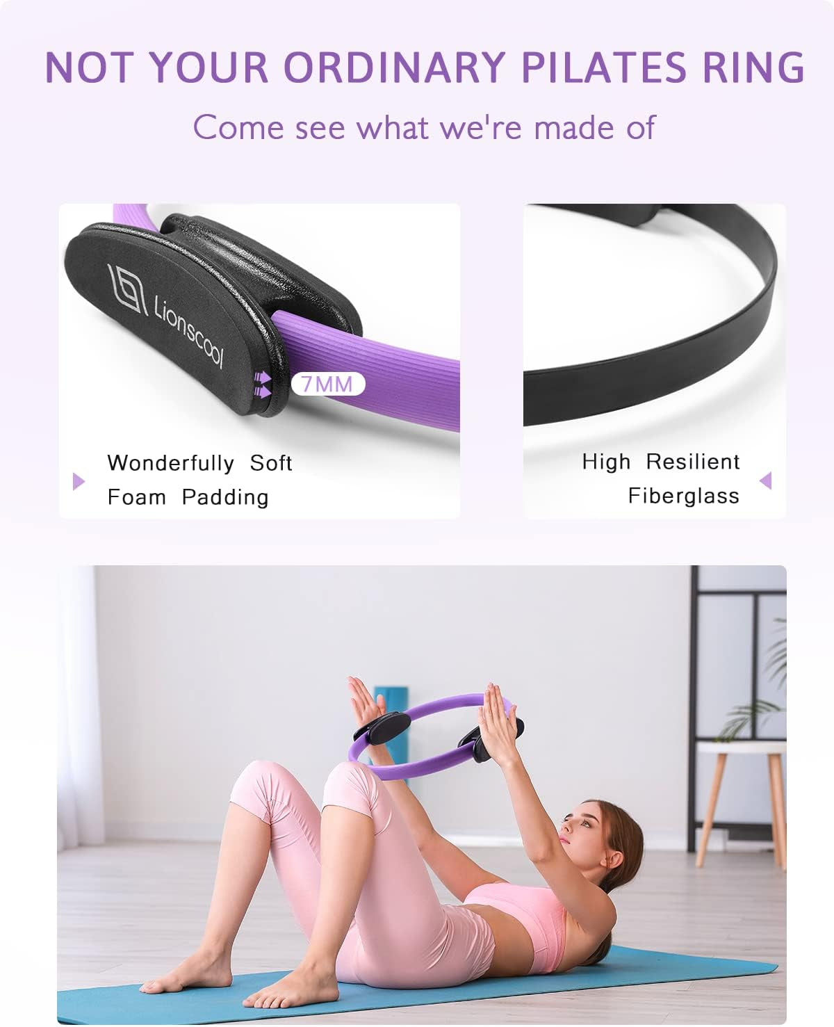 LIONSCOOL Pilates Ring Set – 14" Anti-Deformation Magic Circle