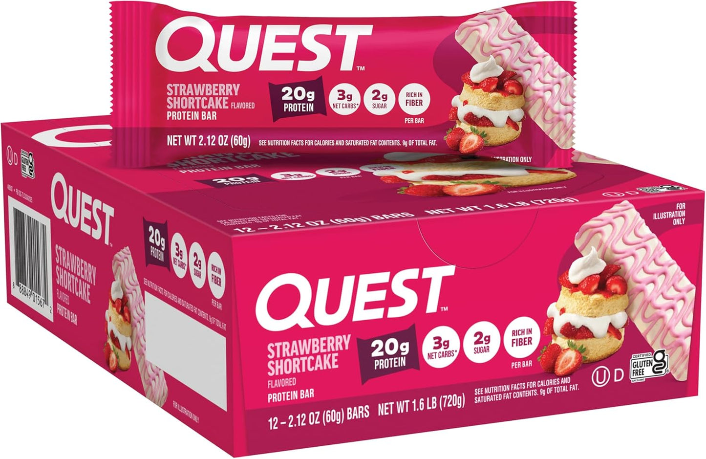 Quest Nutrition Protein Bars, Strawberry Shortcake, 20G Protein, 12 Count