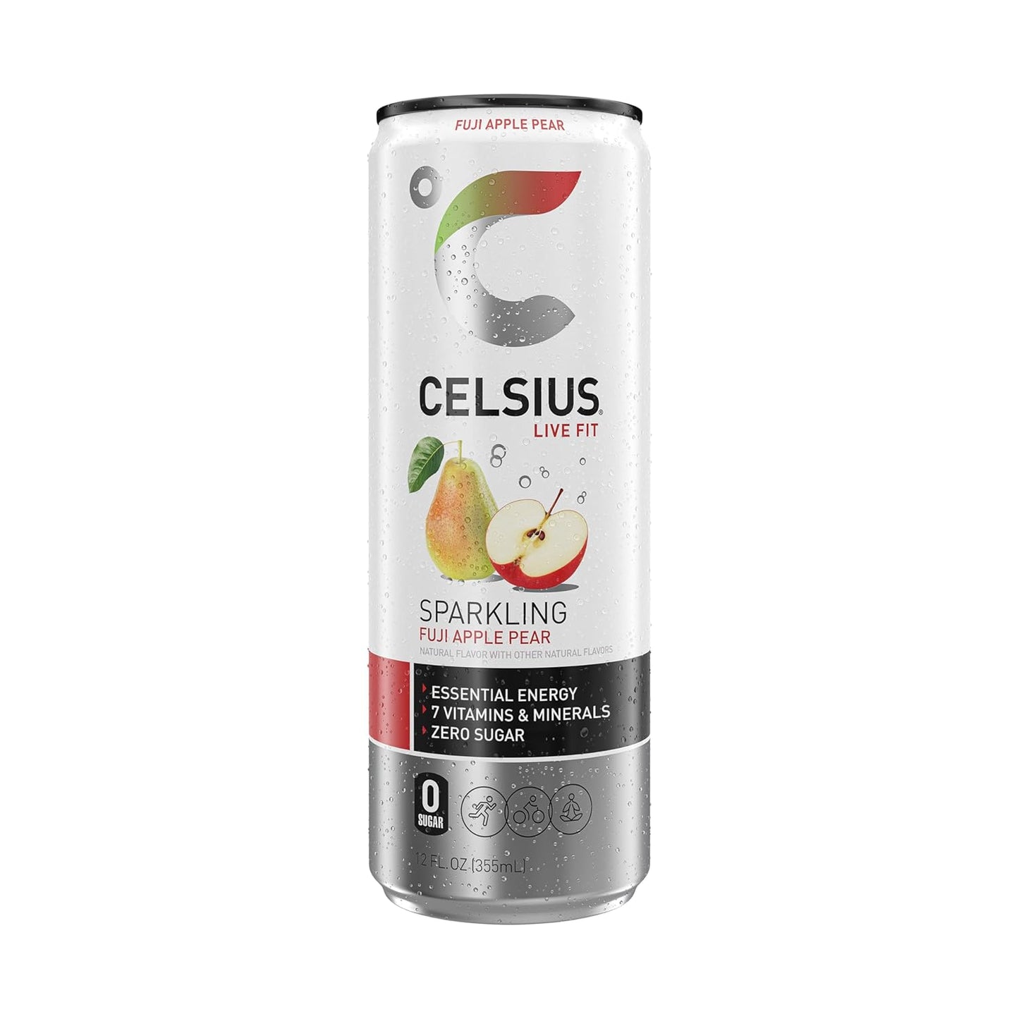 CELSIUS Sparkling Fuji Apple Pear, Sugar Free Energy Drink, 12 Fl Oz (Pack of 12)