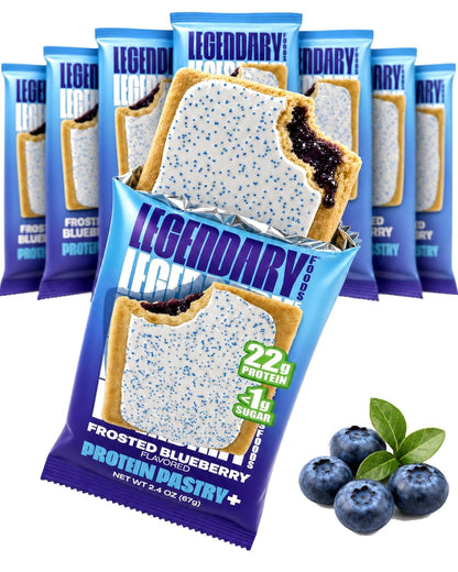 Legendary Foods 22g Protein Pastry 0g Added Sugar, 8 Pack Frosted Blueberry