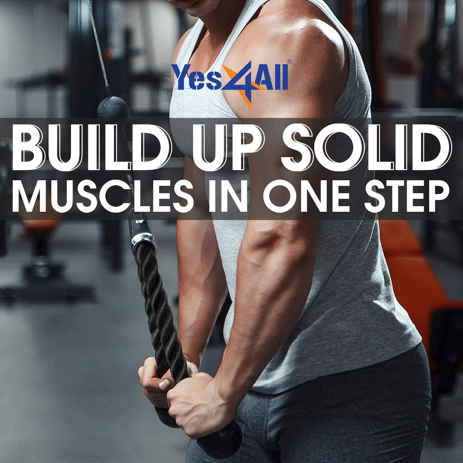 Yes4All Deluxe Tricep Rope Cable Attachment
