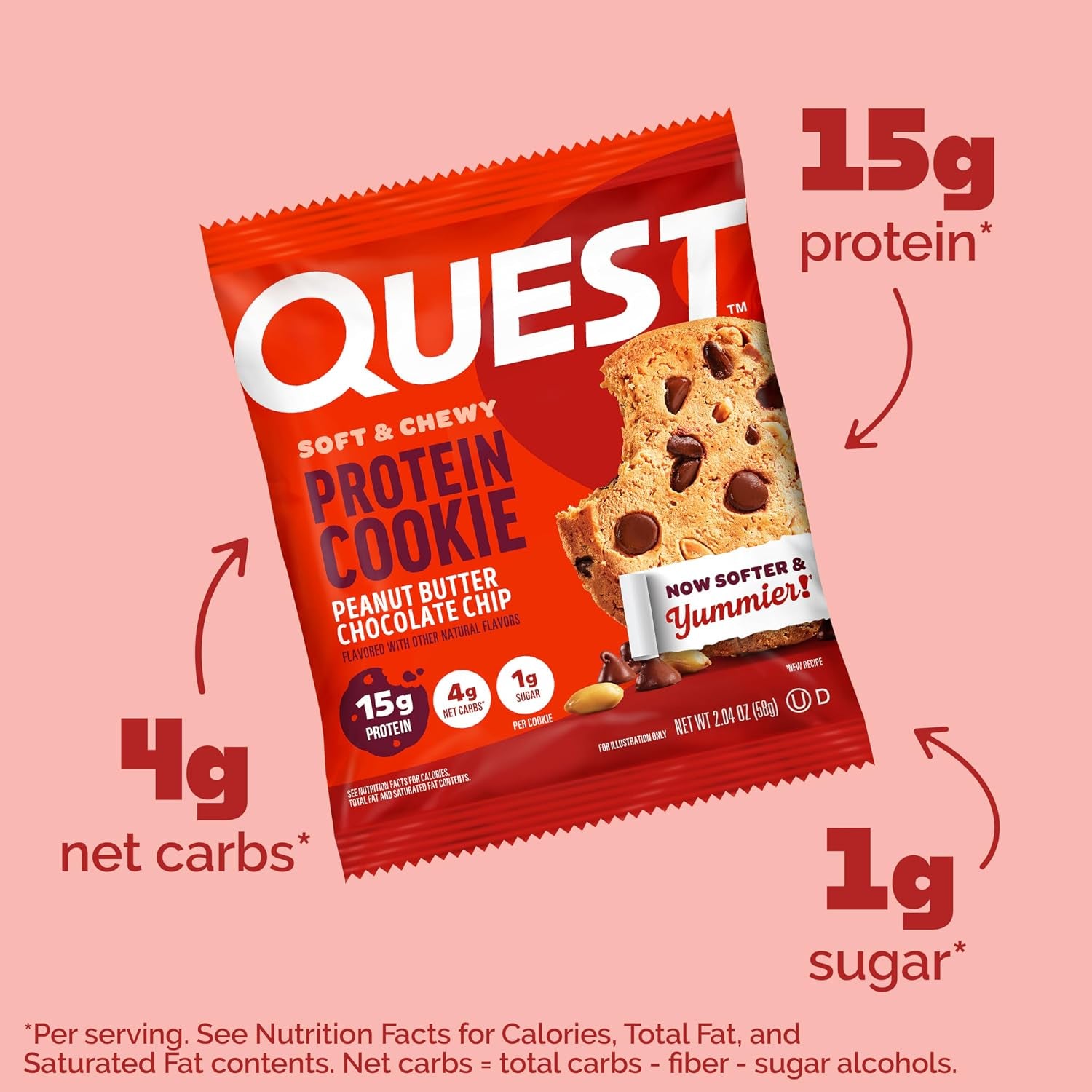 Quest Nutrition Peanut Butter Chocolate Chip High Protein Cookie 12 Count
