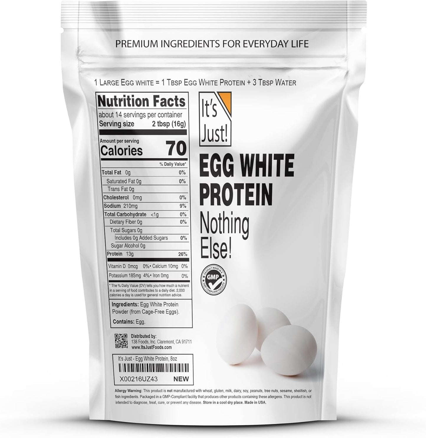 It's Just! - Egg White Protein Powder, Made in USA from Cage-Free Eggs