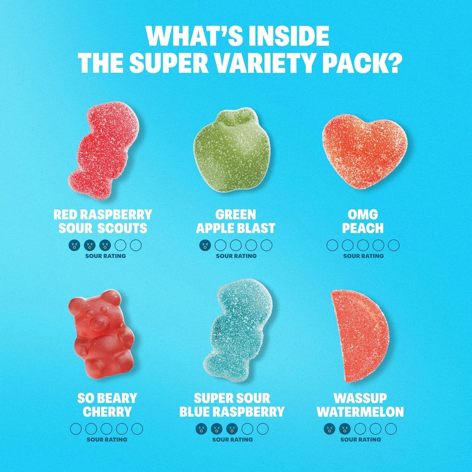 Shameless Snacks Sour Candy & Fruit Snacks - Gummy Candy Variety Pack, Keto Snacks, Sour Gummy Worms & Gummy Bears in Bulk, 3G Sugar Gluten Free Vegan for Kids & Adults