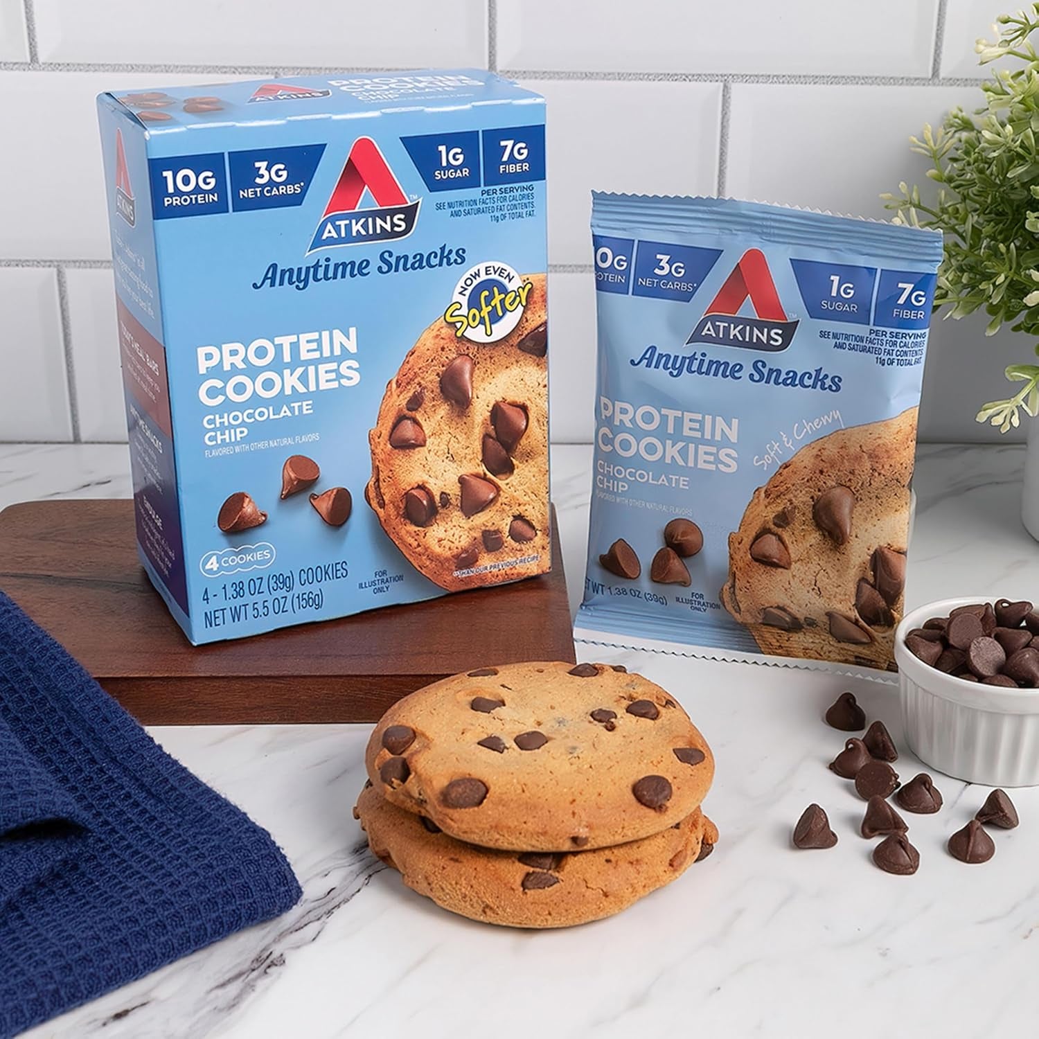 Atkins Chocolate Chip Protein Cookie, 4 Count
