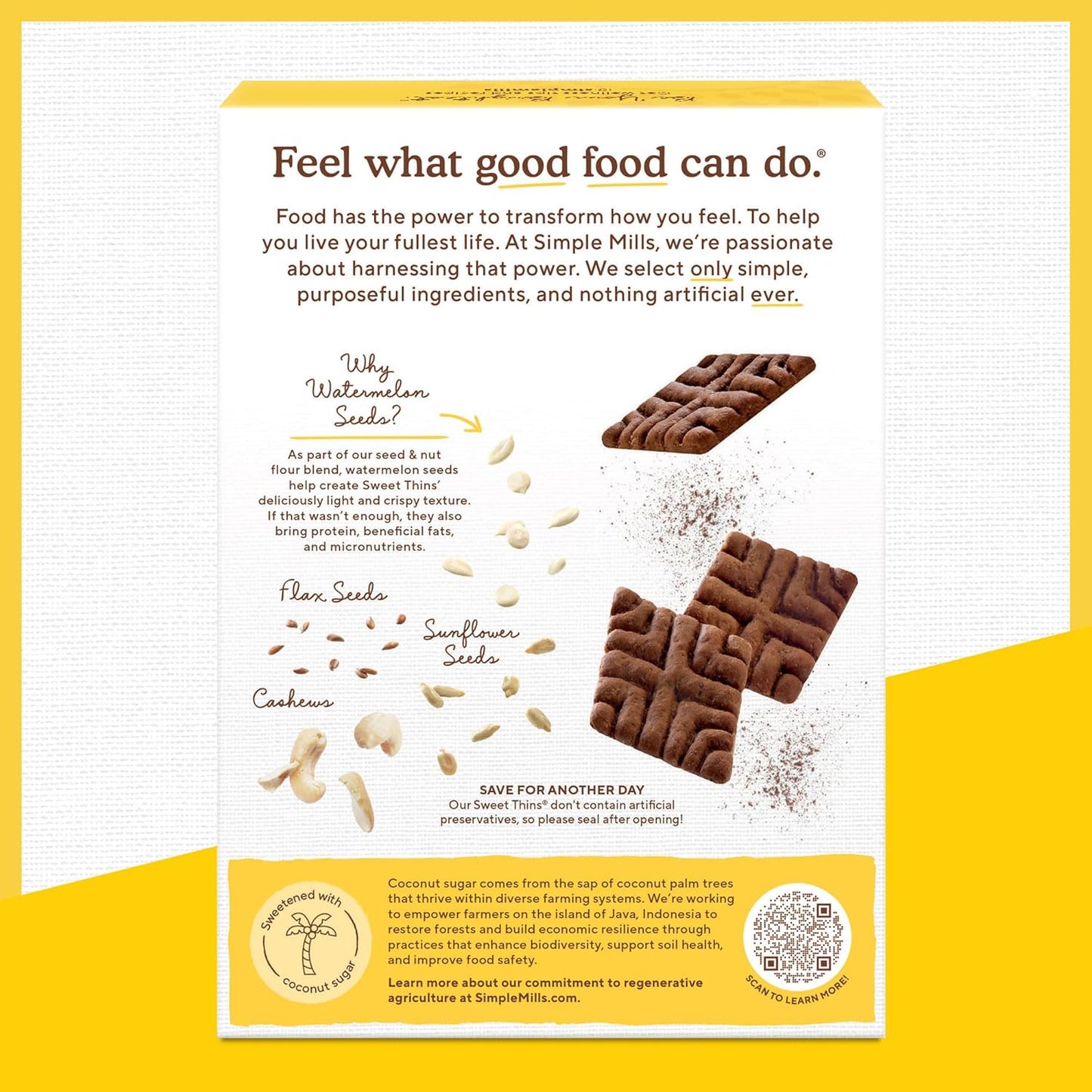 Simple Mills Chocolate Brownie Seed & Nut Flour Sweet Thins, 4.25 oz, Pack of 1