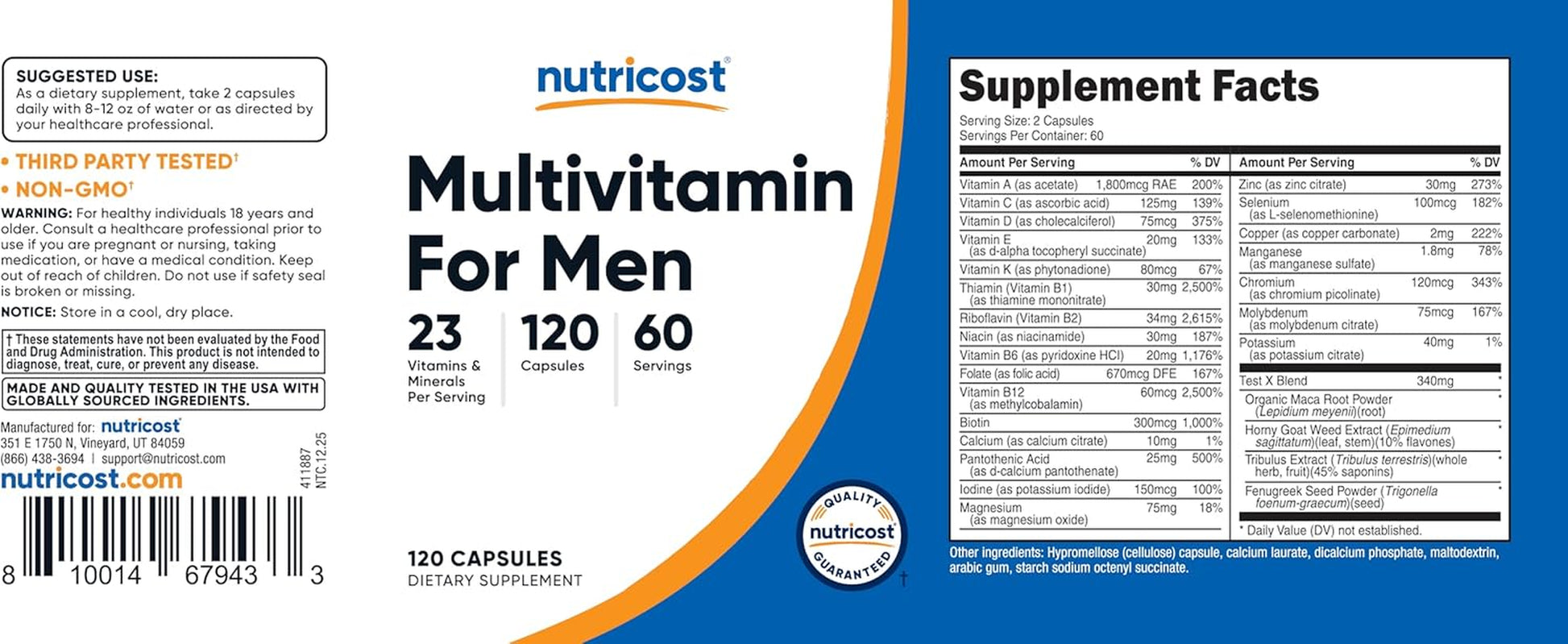 Nutricost Multivitamin for Men 120 Capsules