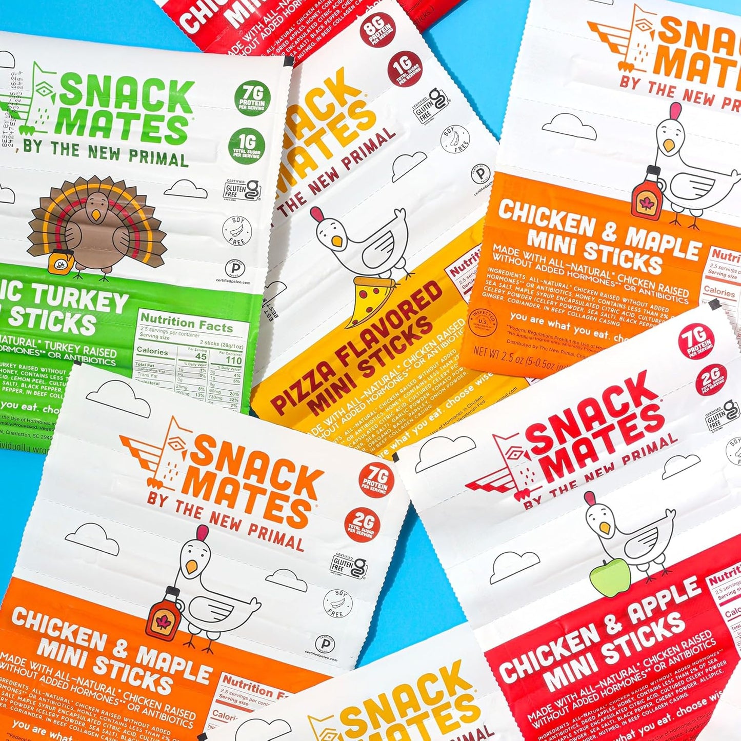 The New Primal Snack Mates Chicken & Maple Sticks, 5G Protein, 35 Calories, 15 Pack