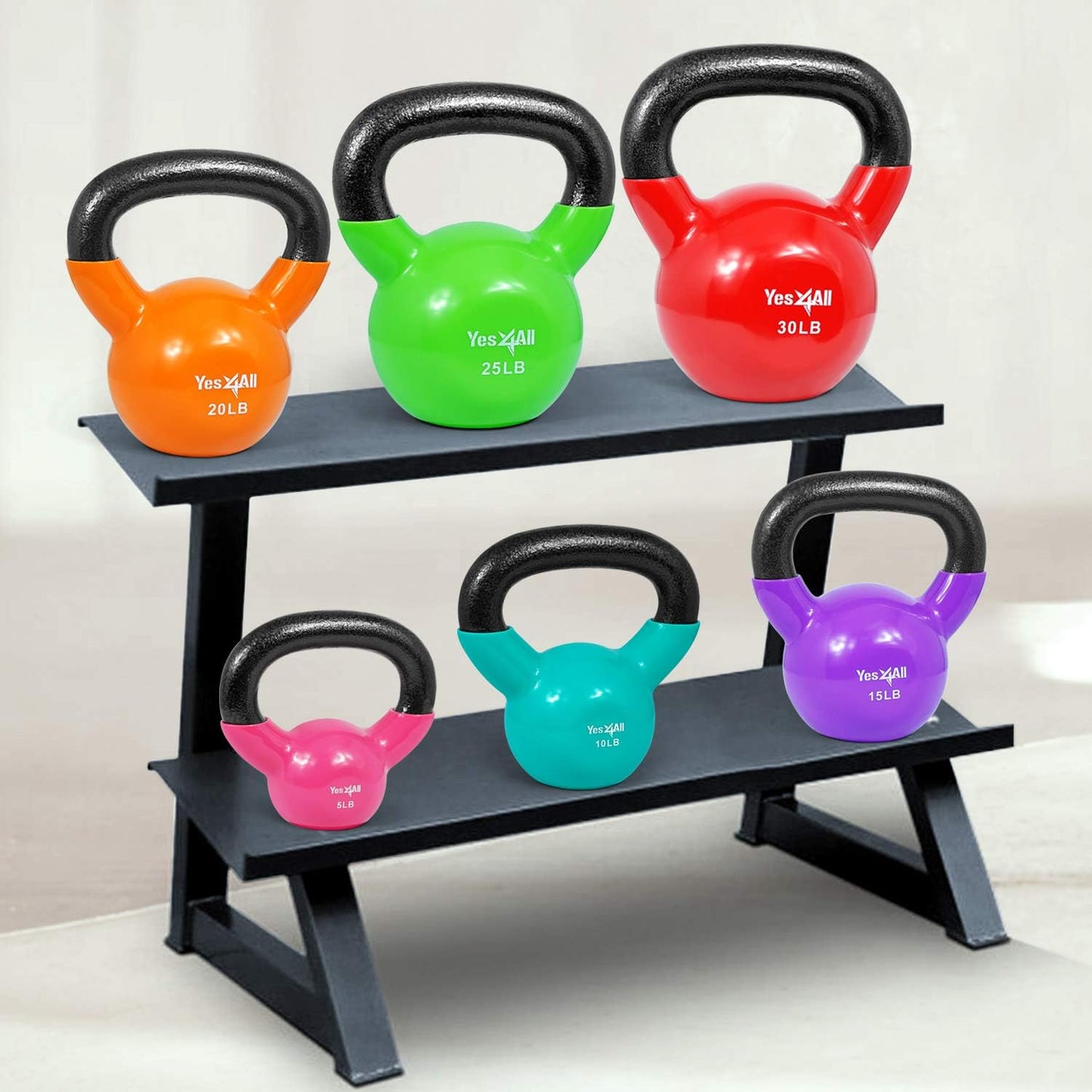 10 - 20lb Vinyl Coated Kettlebell Cast Iron Sets