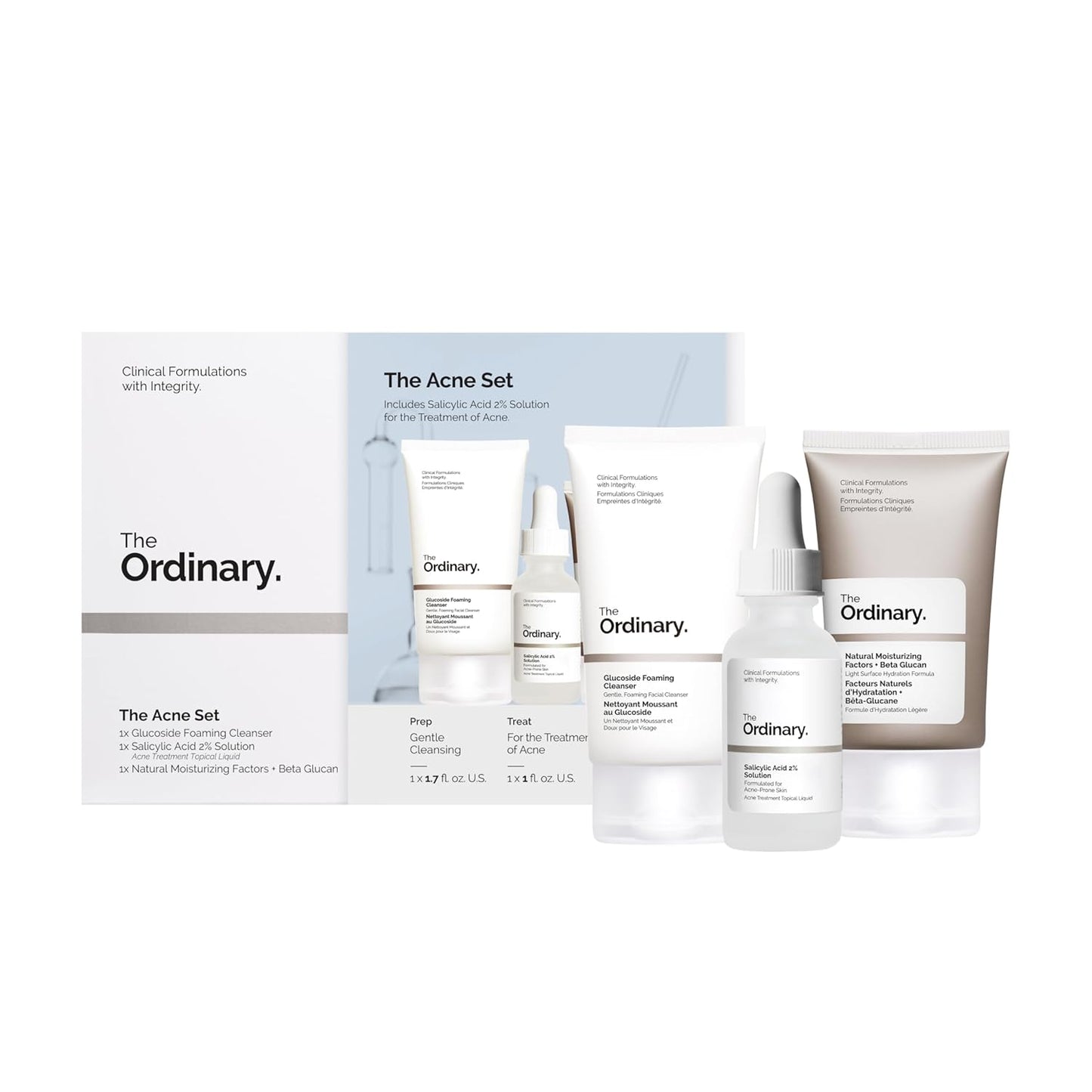 The Ordinary the Acne Set, 3-Step Skin Regimen with Glucoside Foaming Cleanser