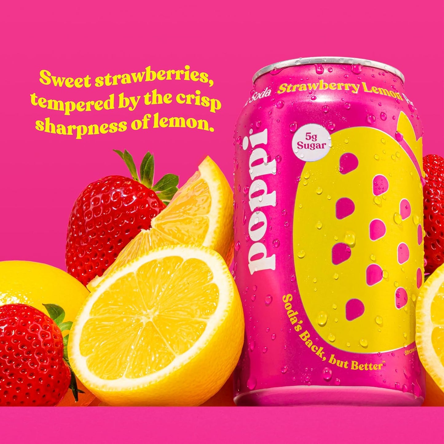 Poppi Sparkling Prebiotic Soda Beverage, Strawberry Lemon, 12 oz, 12 Pack