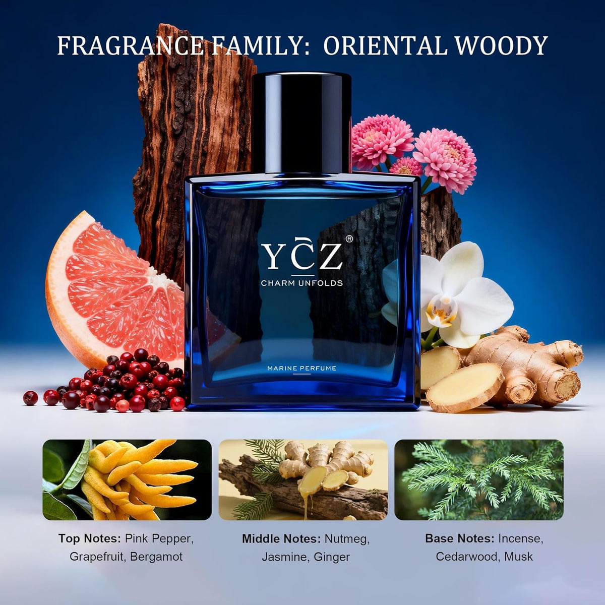 Ycz Midnight Marine Eau De Parfum for Men, 1.7 Fl Oz