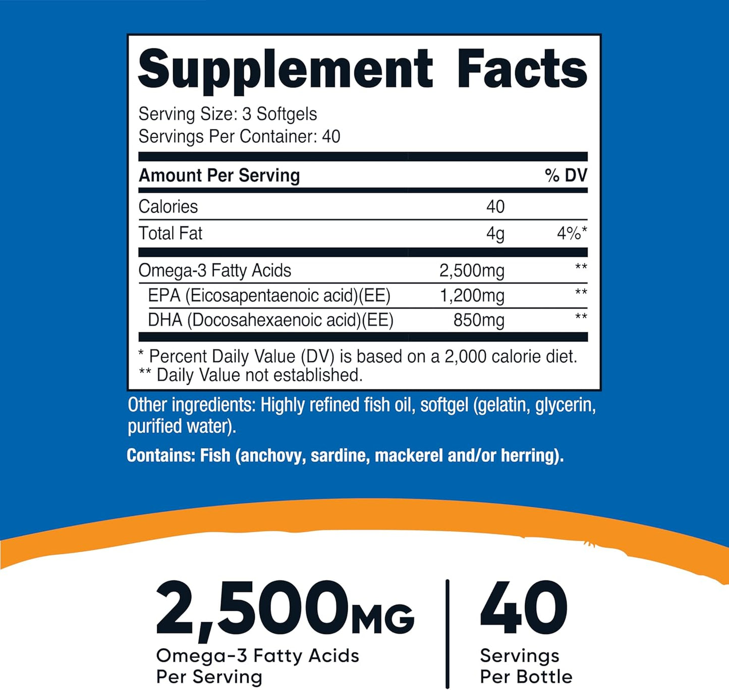Nutricost Omega 3 Fish Oil - 2500MG