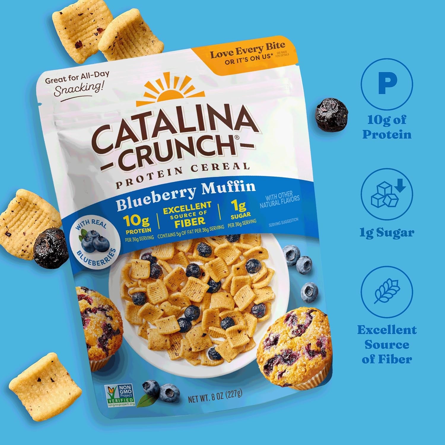 Catalina Crunch Protein Cereal - Blueberry Muffin - 8 oz. Bag (Pack of 1)