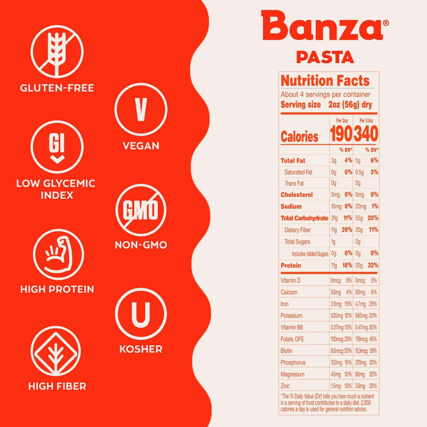 Banza Spaghetti Pasta from Chickpeas - Gluten Free, High Protein, and Lower Carb