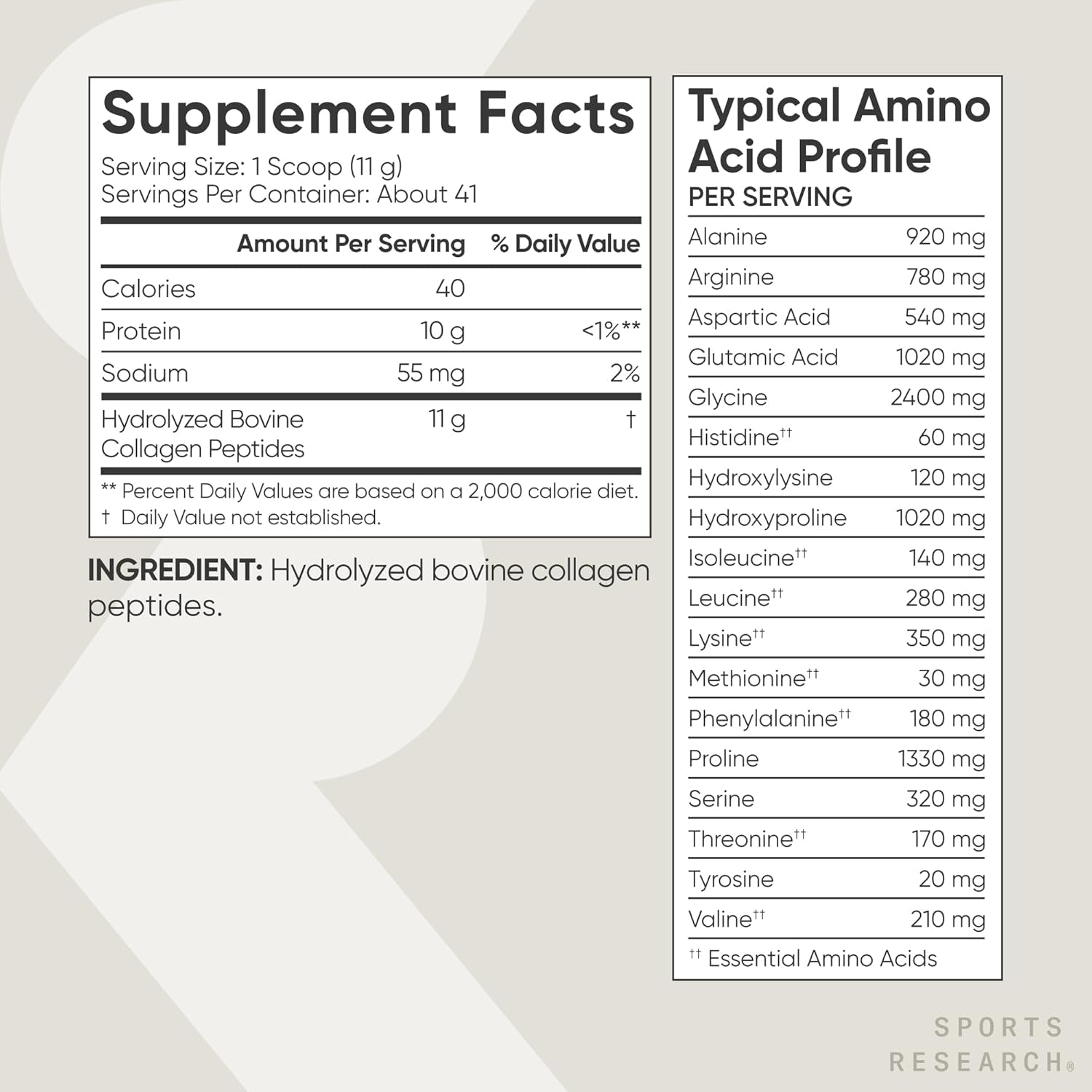 Sports Research Collagen Peptides - Hydrolyzed Type 1 & 3 Collagen Powder