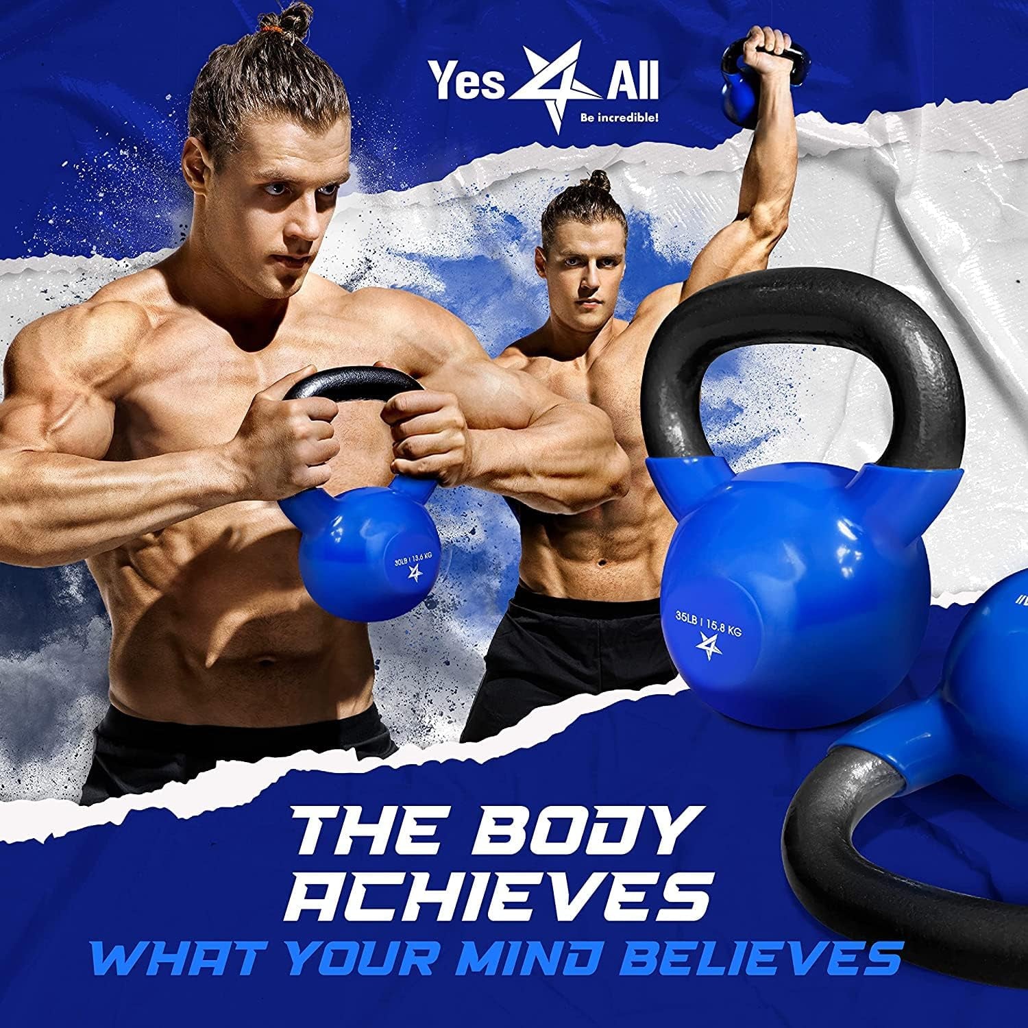45 Pound Vinyl Coated Cast Iron Kettlebell