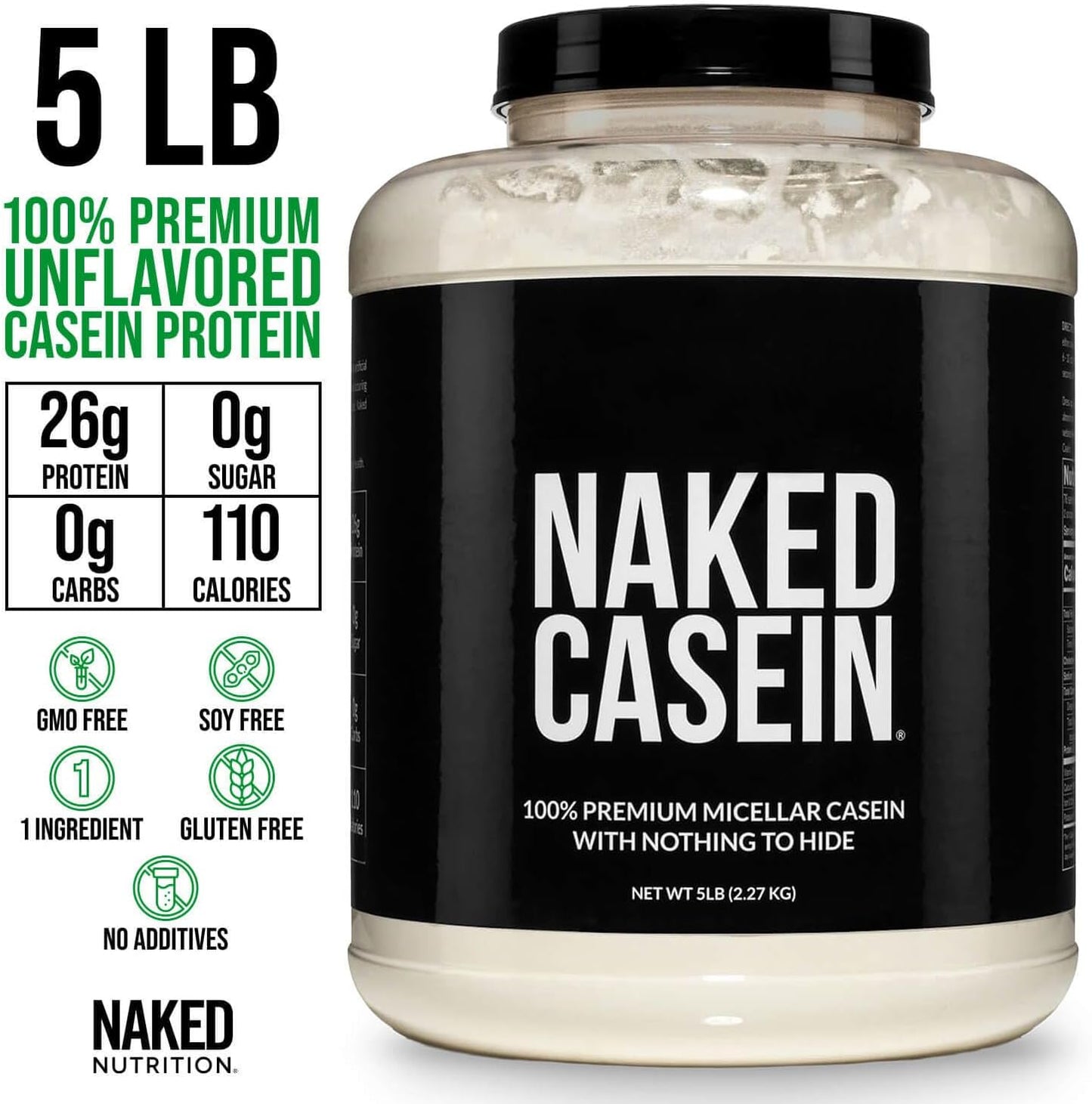NAKED Casein - 5Lb Micellar Casein Protein Powder