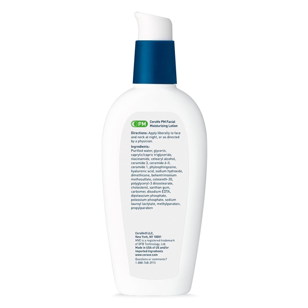 CeraVe PM Facial Moisturizing Lotion, Night Cream with Hyaluronic Acid