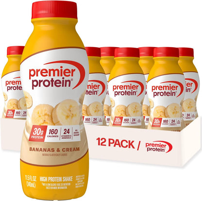 Premier Protein Shake, Bananas & Cream, 30G Protein, 11.5 Fl oz, 12 Pack