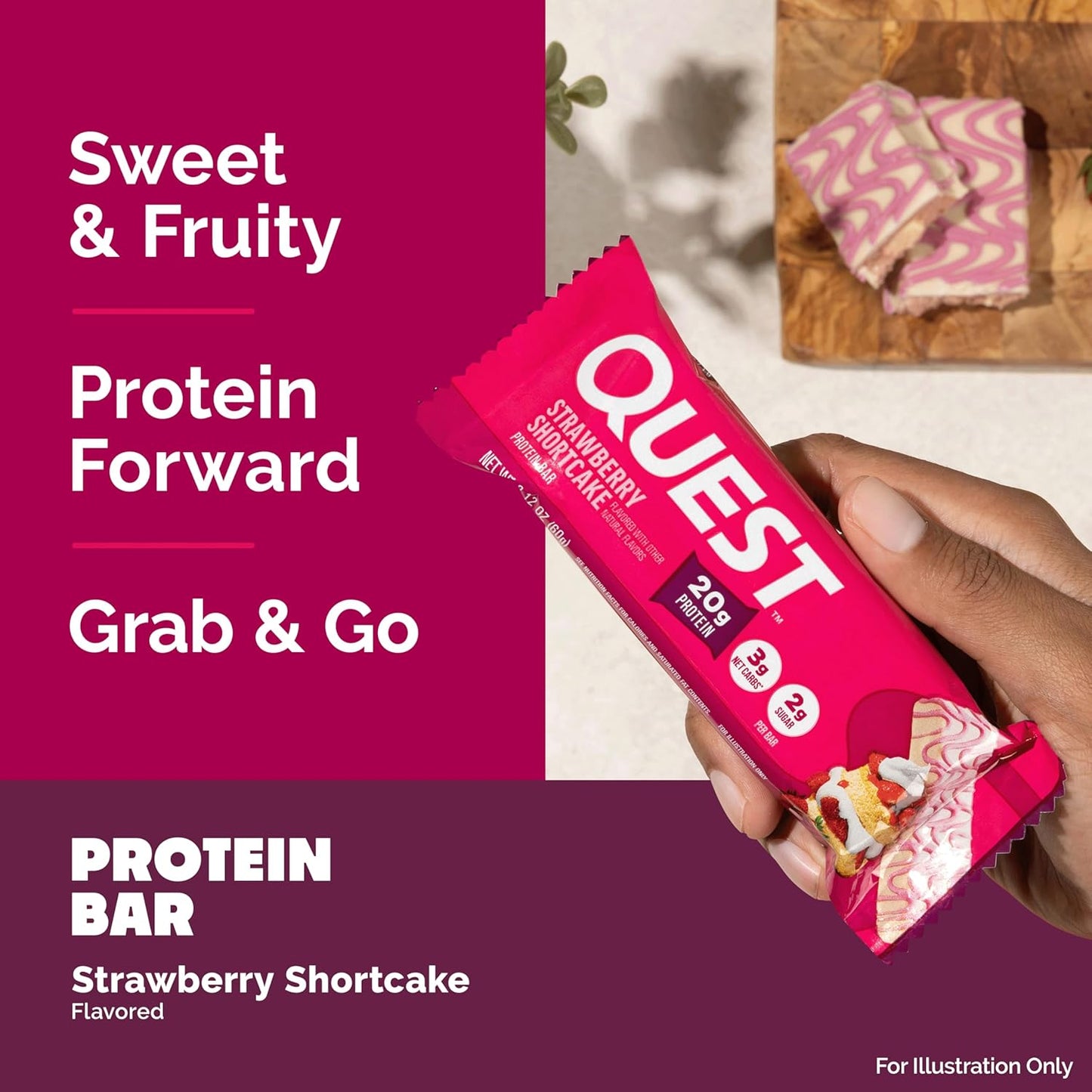 Quest Nutrition Protein Bars, Strawberry Shortcake, 20G Protein, 12 Count