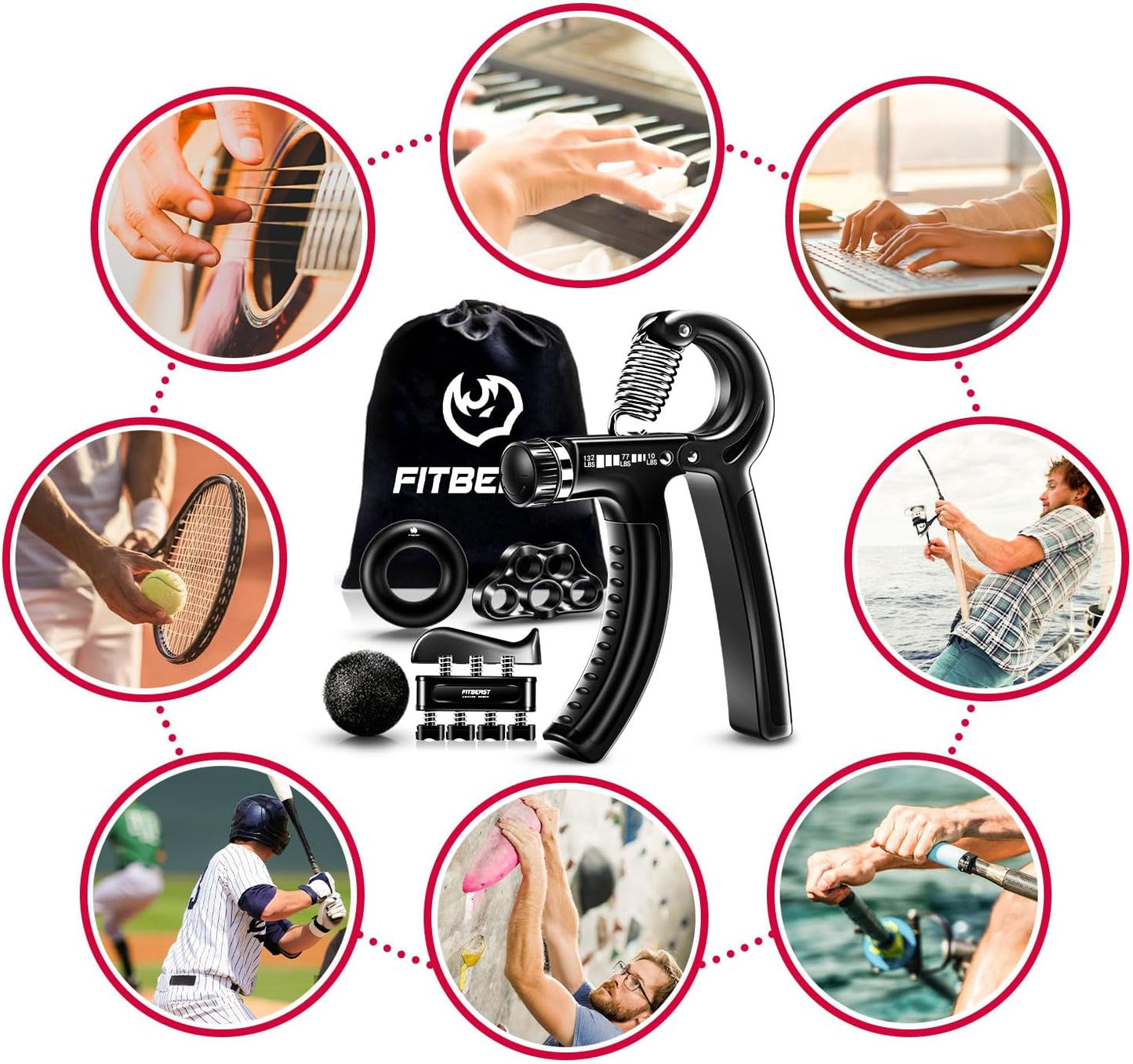 Hand Grips Strengthener Kit - 5 Pack Adjustable Resistance