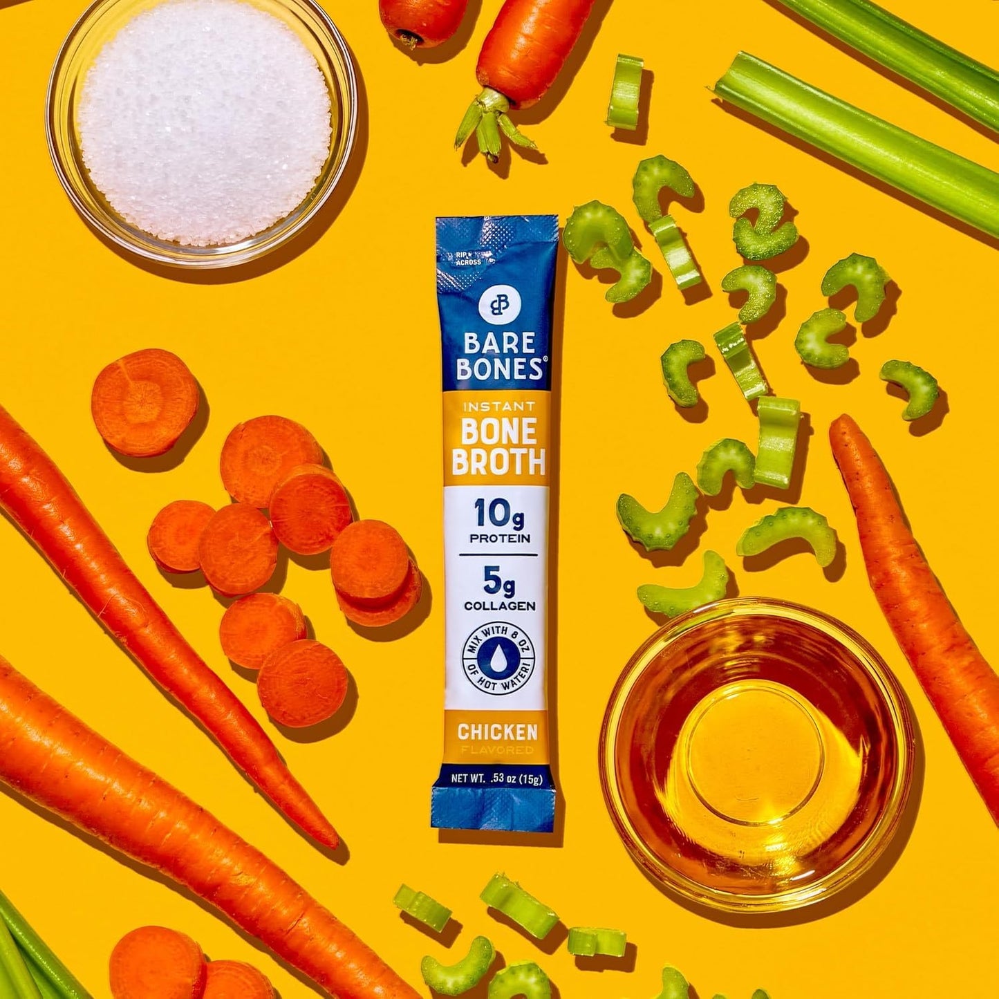 Classic Chicken Bone Broth Instant Powdered Mix Packets | 5G Collagen | 10G Protein | Keto & Paleo Friendly