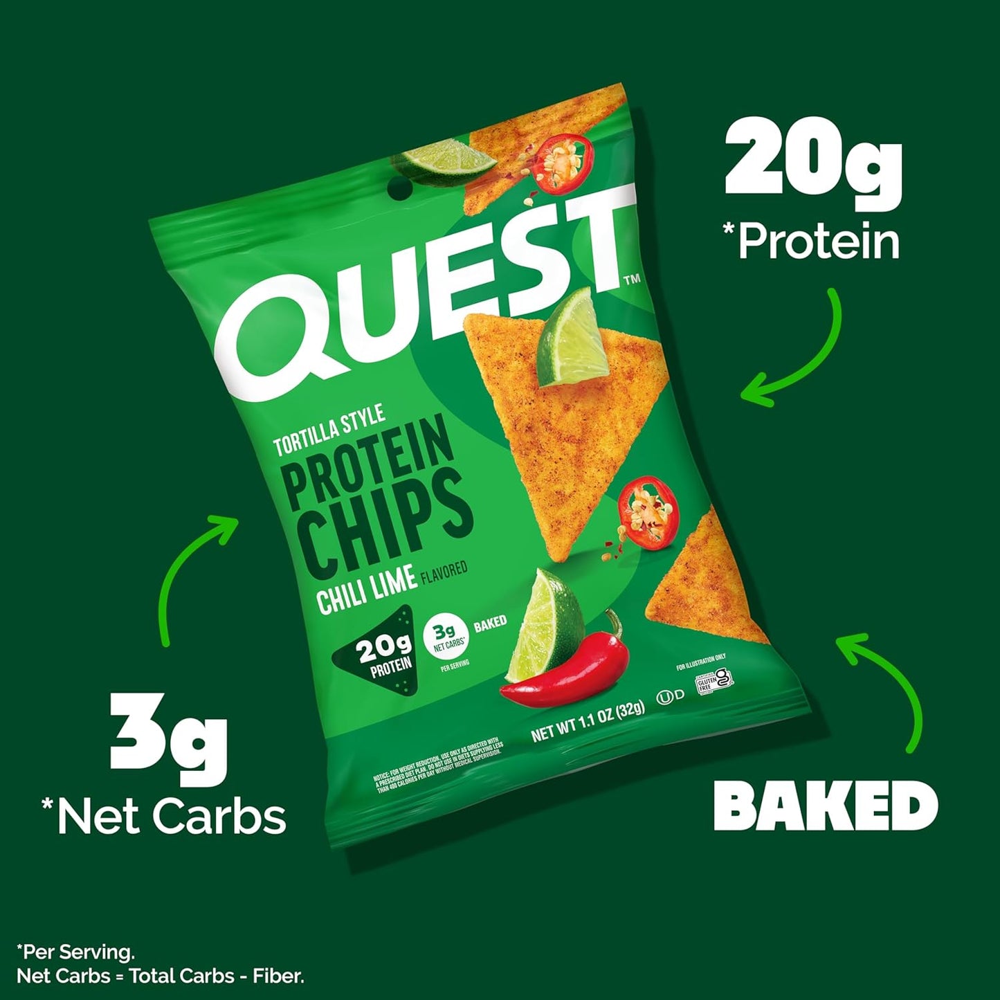 Nutrition Chili Lime Tortilla Style Protein Chips (Pack of 12)