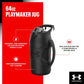 Half Gallon Water Bottle Insulated, 64Oz Insulated Water Bottle with Handle, Fence Hook, Leak Resistant, for Baseball, Football & More - Black/Black