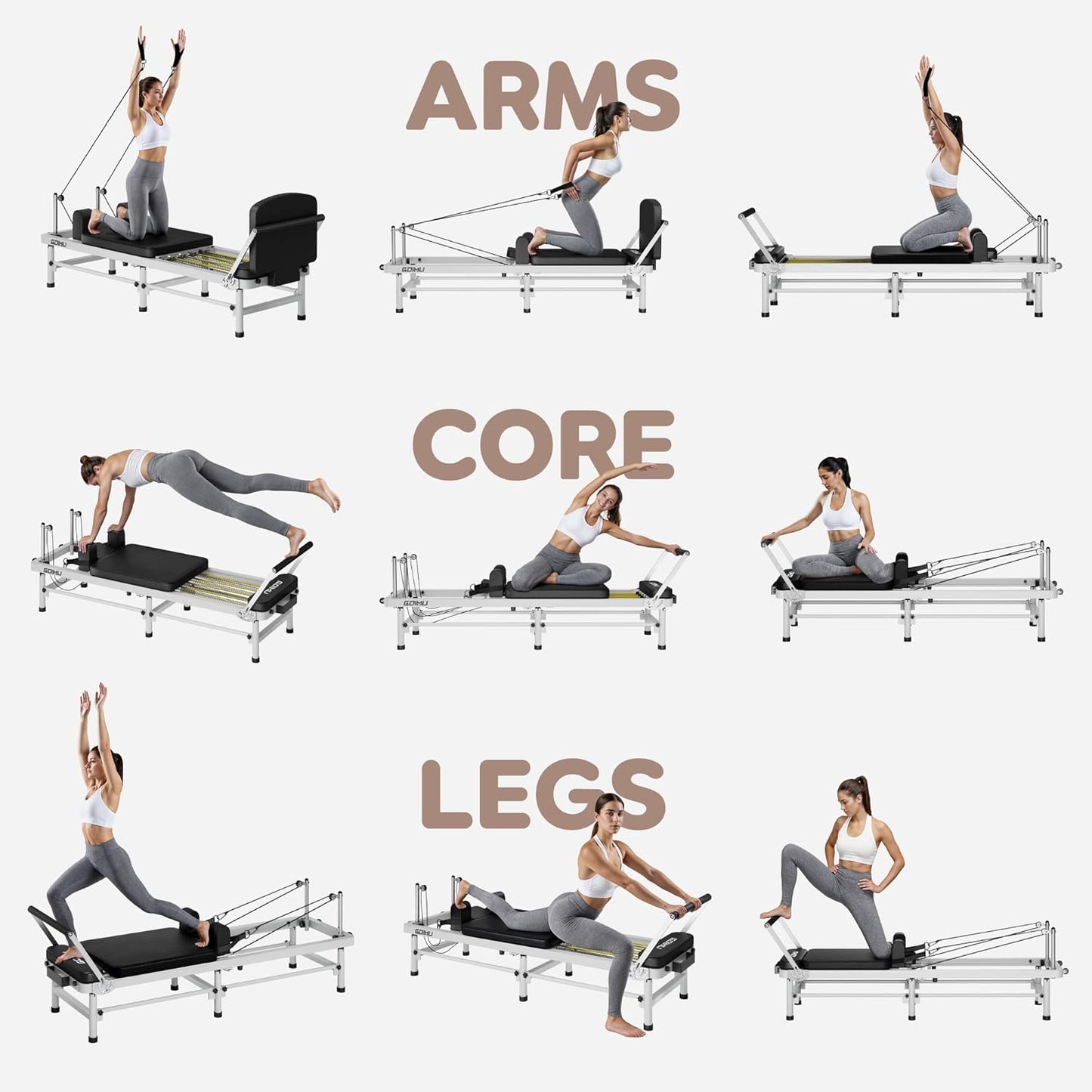 Pilates Reformer, 91’’ Foldable Reformer Pilates Machine with High & Low Mode