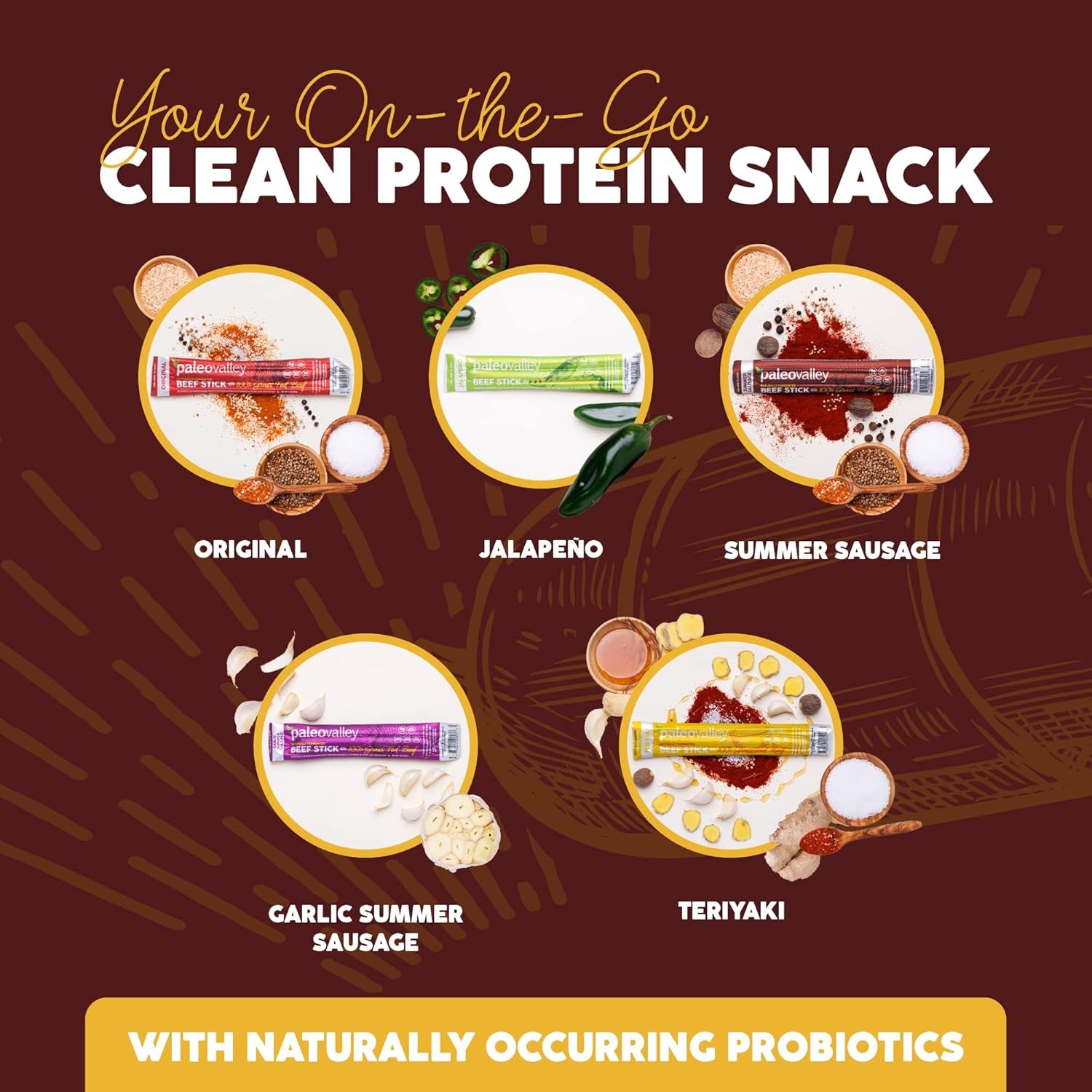 Paleovalley 100% Grass Fed Summer Sausage Beef Sticks - Delicious Gluten Free Beef Snack