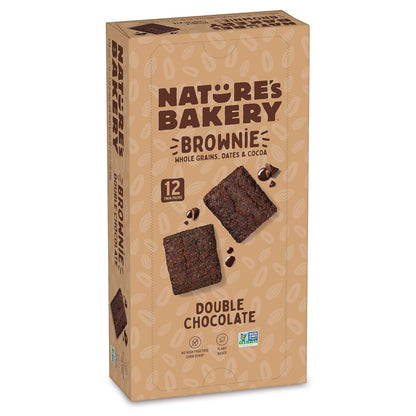 Nature’S Bakery Double Chocolate Brownie Bars, Whole Grains, Dates, and Cocoa, Plant Based, Dairy-Free, Snack Bar, Box of 12 Twin Packs