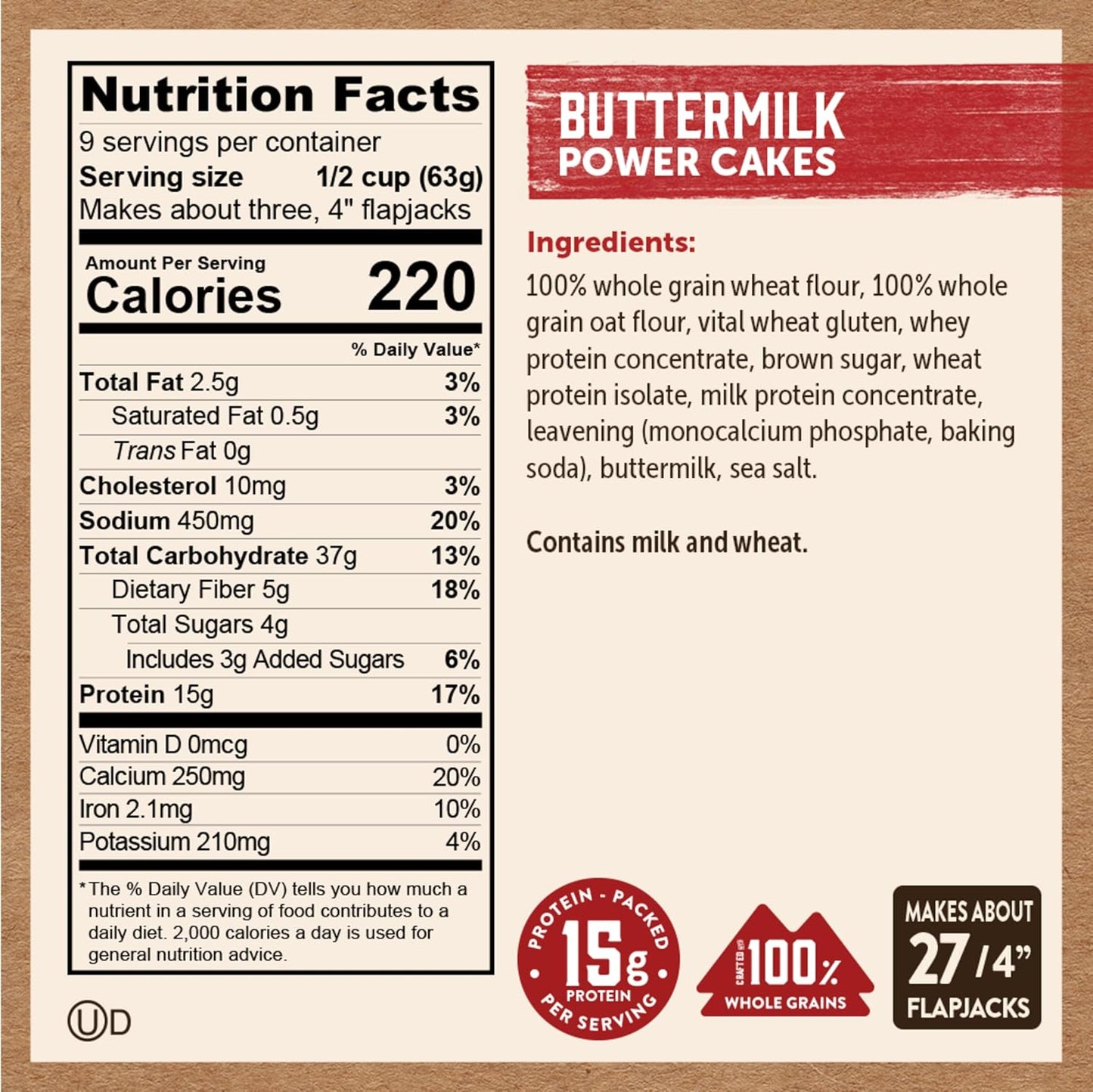 Kodiak Cakes Protein Pancake Power Cakes, Buttermilk (Pack of 6)