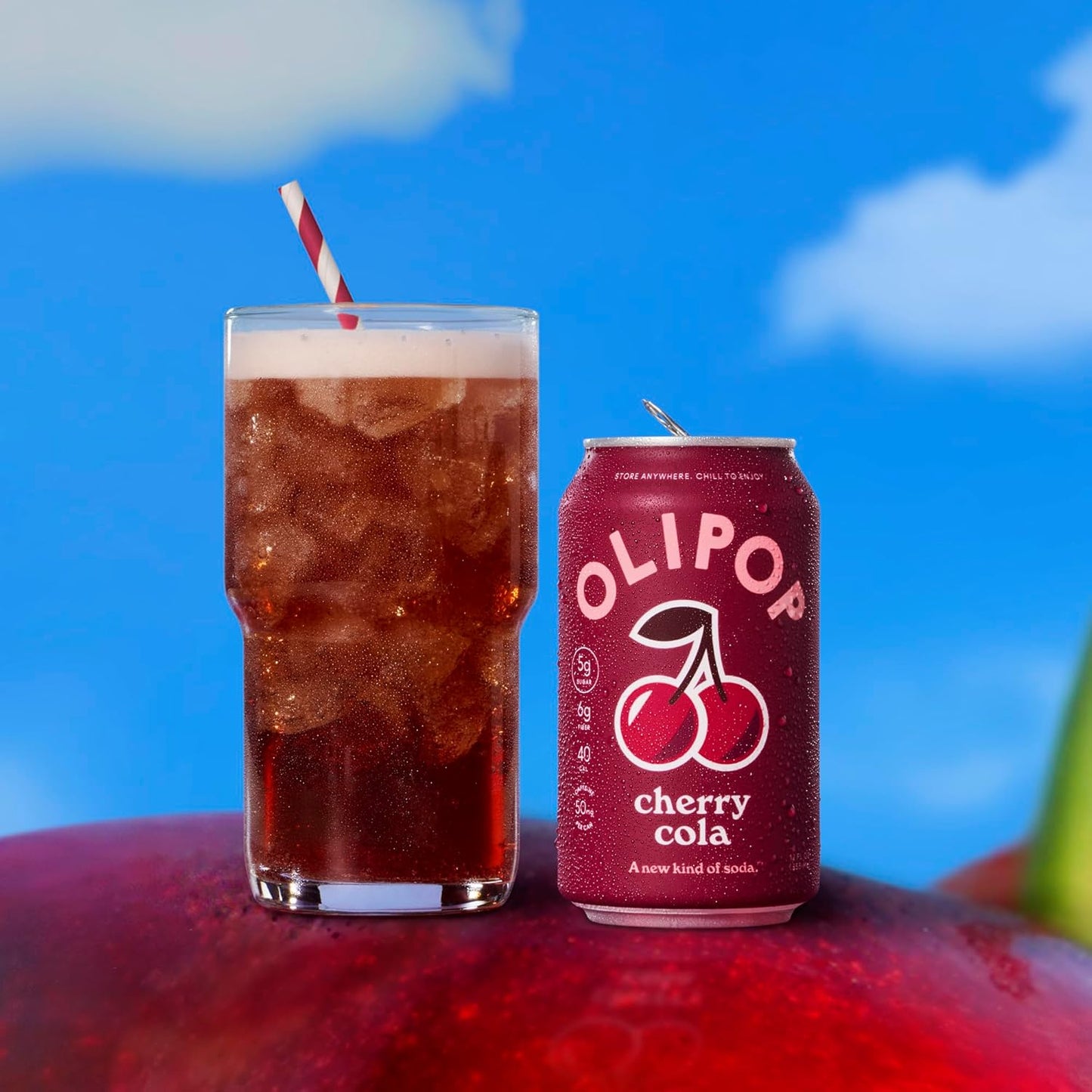 OLIPOP Prebiotic Soda Pop, Cherry Cola (12-Cans) 