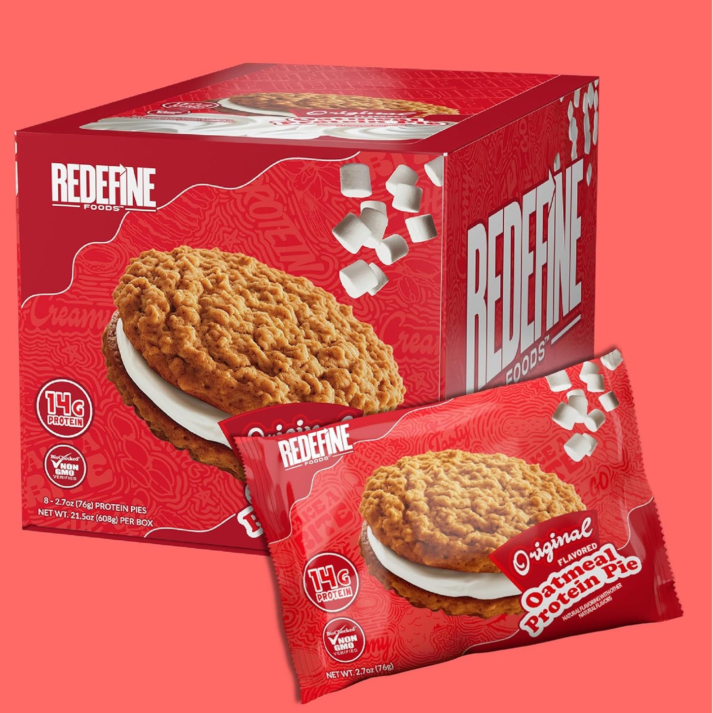 Redefine Foods Oatmeal Protein Pie, Original Flavor - 8 Count